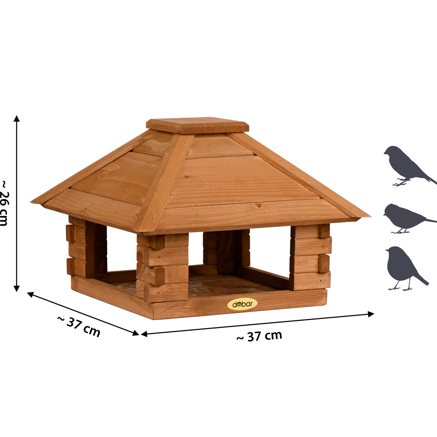 Vogelhaus Blockhaus 4-eckig, Holzdach