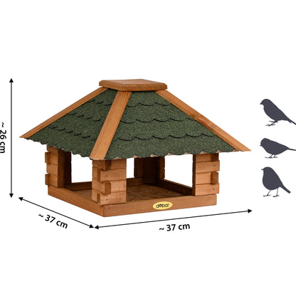 Vogelhaus Blockhaus 4-eckig, Bitumendach