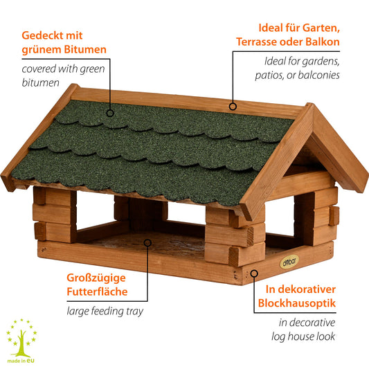 Vogelhaus mit Bitumendach für Ständermontage