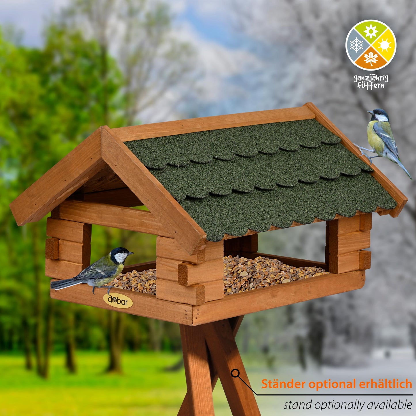 Vogelhaus mit Bitumendach für Ständermontage