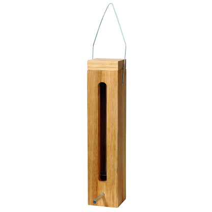 Design-Futtersäule aus Eichenholz und Acrylglas, wetterfest, mit Metallbügel