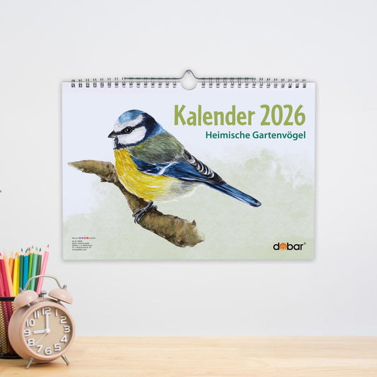 Vogel-Wandkalender 2026 DIN A4 – Jahreskalender mit Wildvogel-Illustrationen