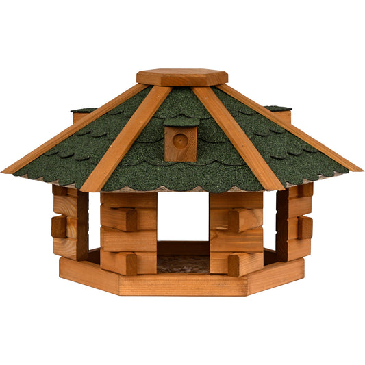 Vogelhaus Blockhaus 6-eck, Bitumendach, Grün