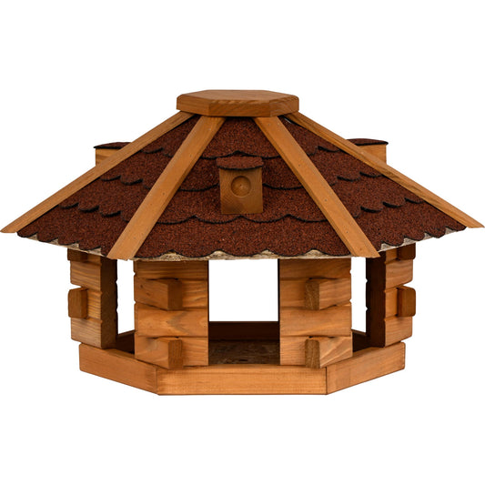 Vogelhaus Blockhaus 6-eck, Bitumendach, Rot
