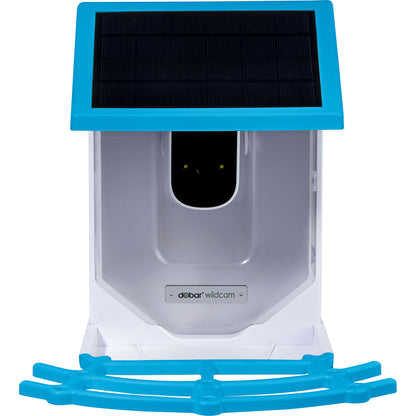 Detaillierte Ansicht des LUXUS-VOGELHAUS® EAZY Vogelfutterhauses mit WLAN-Kamera.
