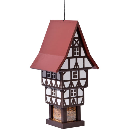 Hängendes Futterhaus mit praktischem Futtersilo, schützt vor Regen

