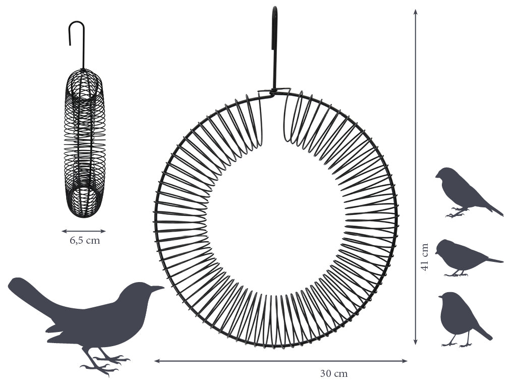 Robuste Futterstelle aus schwarzer Metall-Spirale für Vögel
