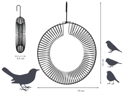 Robuste Futterstelle aus schwarzer Metall-Spirale für Vögel
