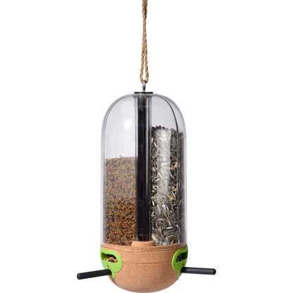 Futtersäule "Pickbar" aus Acrylglas mit Naturkork-Sockel
