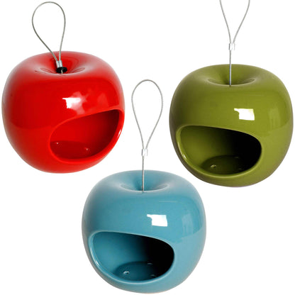 Futterstationen im Apfel-Design aus Keramik, wetterfest und frostbeständig
