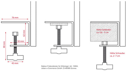 LUXUS-VOGELHAUS Balkonhalter „Vogelbaum“ – Robuster Halter für Futterspender mit Schraubklemme zur Befestigung.
