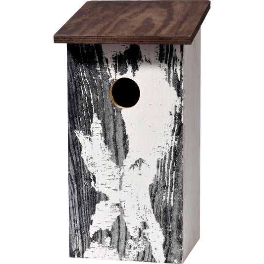 Nistkasten "Betula pendula" mit Birkenrindenmotiv und 35 mm Einflugloch
