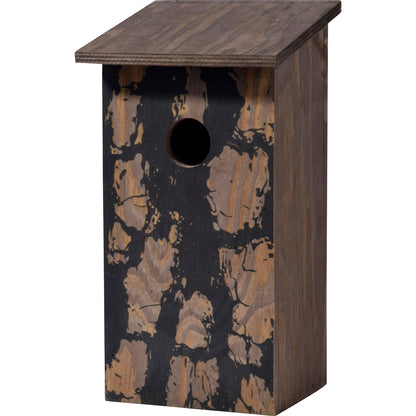 Art.11020e - Klassischer Nistkasten zum Aufhängen mit Baumrinde-Aufdruck "Pinus sylvestris" - Luxus-Vogelhaus.de