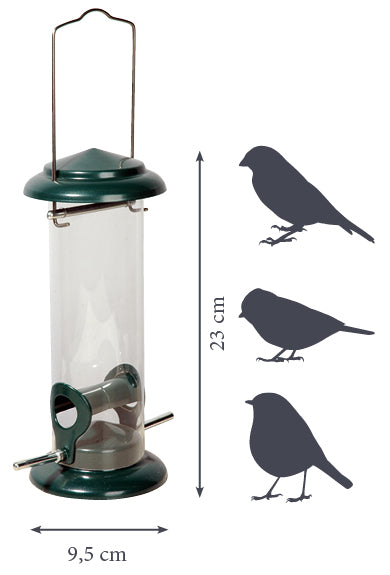 Art. 11516 - Futterspender mit Acrylglasröhre zum Aufhängen - Luxus-Vogelhaus.de