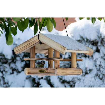 Wetterbeständiges Vogelhaus „Quemado“ – Robustes Futterhaus mit rustikalem Design und großer Futterfläche.
