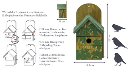 Art.22158e - Nistkasten Camouflage-Design "Ahorn" - Luxus-Vogelhaus.de