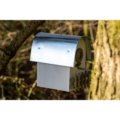 Art. 22313FSCe - Nistkasten "Rundhaus" mit Alu-Dach | Elfenbein - Luxus-Vogelhaus.de