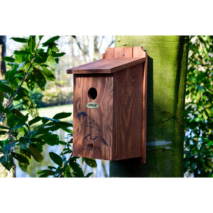 Art. 22364FSCe - Nistkasten mit Siebdruckmotiv "Haussperling" Ø 35mm - Luxus-Vogelhaus.de