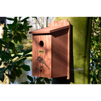 Art. 22365FSCe - Nistkasten mit Siebdruckmotiv "Kohlmeise" Ø 32 mm - Luxus-Vogelhaus.de