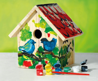 LUXUS-VOGELHAUS® Nistkasten Bausatz, kreatives DIY-Set zum Bemalen und Aufhängen, ideal für Kinder und Erwachsene.