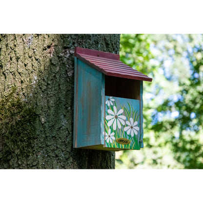 Art. 22373FSCe - Bunter Nistkasten mit Blumenmuster - Halbhöhle - Luxus-Vogelhaus.de