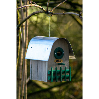 Art. 22413FSCe - Nistkasten "Rundhaus" mit Alu-Dach | Teak - Luxus-Vogelhaus.de