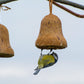 Nachhaltige Futterglocken für Wildvögel – LUXUS-VOGELHAUS Set mit Erdnüssen und Protein-Mix.
