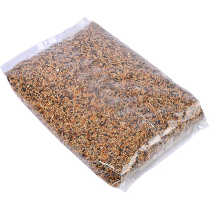 Wildvogelfutter mit Sämereien, Nüssen und Früchten – ideal für Futterhäuser und Streufutter.
