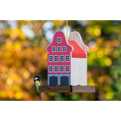 Buntes Vogelfutterhaus „Rothenburg“ – Vogelfutterstation aus nachhaltigem Holz, ideal für den Garten.
