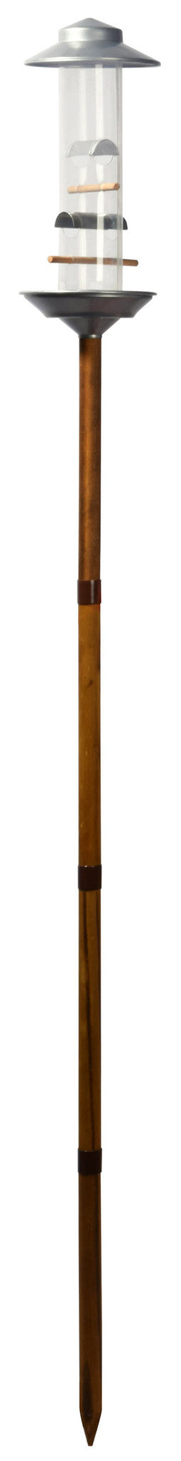 Art. 28820 - Große Futtersäule inkl. Holz-Ständer | Silber-Design - Luxus-Vogelhaus.de