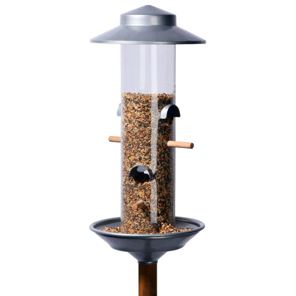 Art. 28820 - Große Futtersäule inkl. Holz-Ständer | Silber-Design - Luxus-Vogelhaus.de