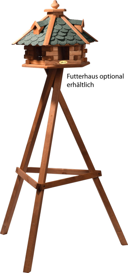 Art. 33326e - Vogelfutterhausständer aus Holz | Braun - Luxus-Vogelhaus.de