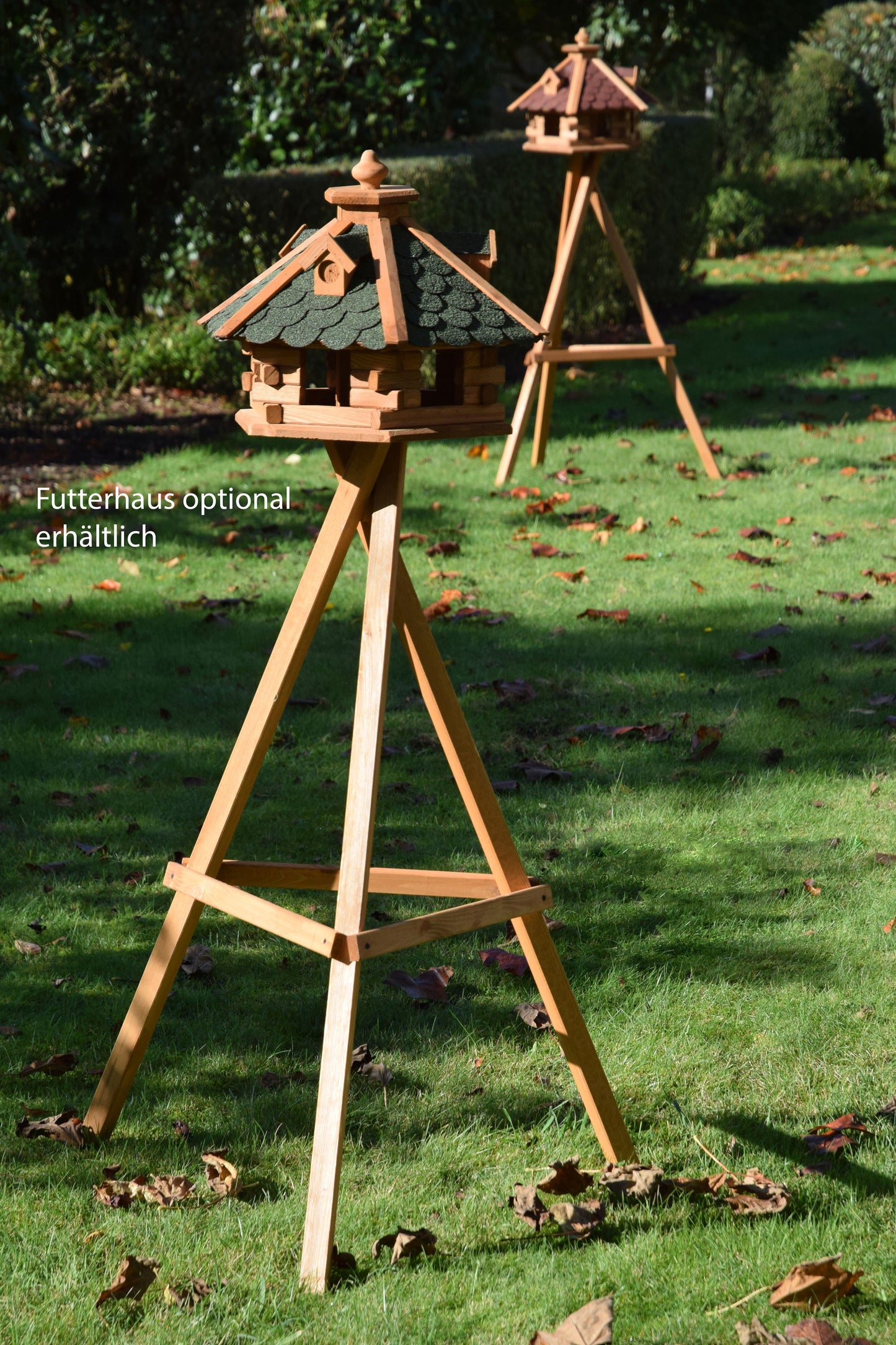 Art. 33326e - Vogelfutterhausständer aus Holz | Braun - Luxus-Vogelhaus.de