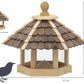 Art. 44136e - Großes Vogelhaus mit dunklen Holzschindeln - Futterpyramide
