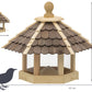 Traditionelles Vogelfutterhaus aus Kiefernholz mit braunem Dach – Wetterfest und UV-geschützt - Luxus-Vogelhaus.de