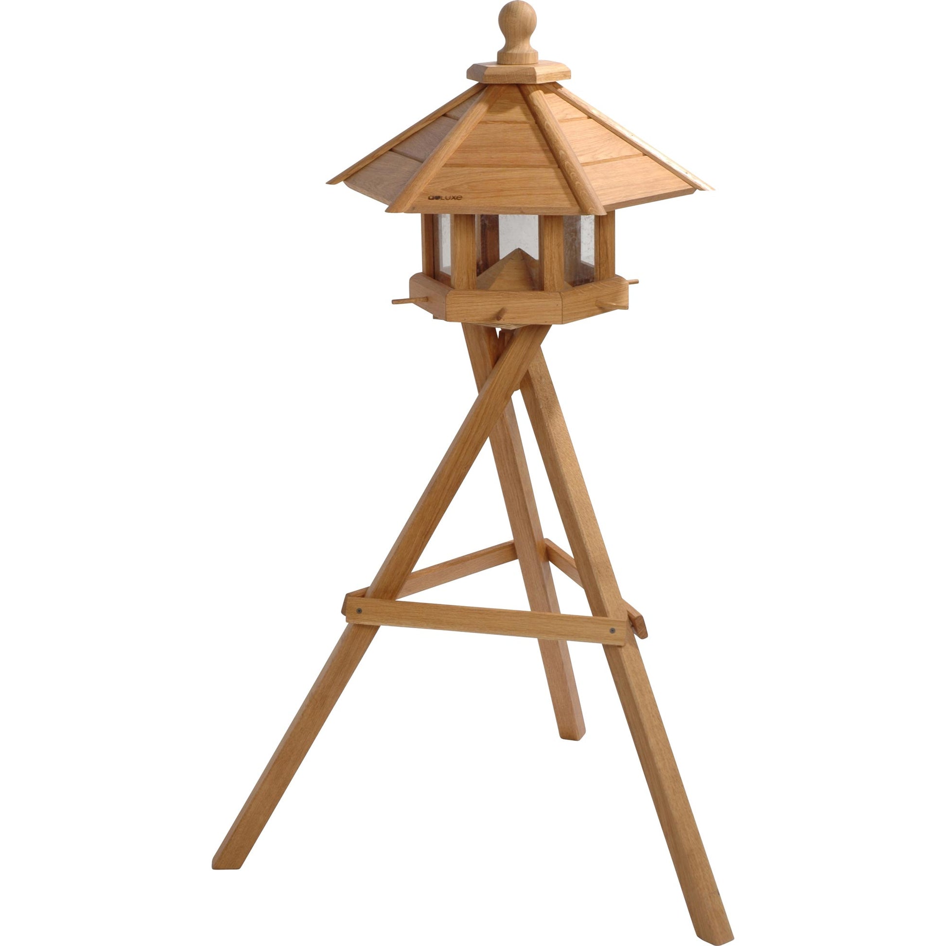 Vogelfutterhaus "Anflug" aus massivem Eichenholz – Robustes Vogelhaus mit UV-Schutz - Luxus-Vogelhaus.de