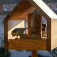 Art. 46601e - Eichenholz - Vogelfutterhaus mit Satteldach, Futtertablett, Silo, inkl. Ständer