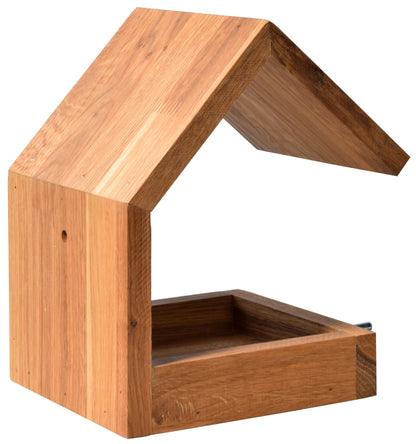 Detailansicht des hochwertigen Vogelhauses "Bauhaus III" im zeitlosen Bauhaus-Stil, ideal für naturnahe Gärten.
