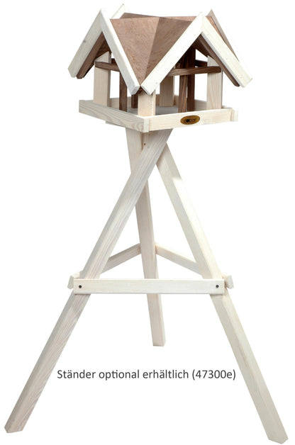 Art.47880e - Großes Vogelhaus "Antikfinish" aus Kiefer-Holz massiv mit 4 Giebeln - Luxus-Vogelhaus.de