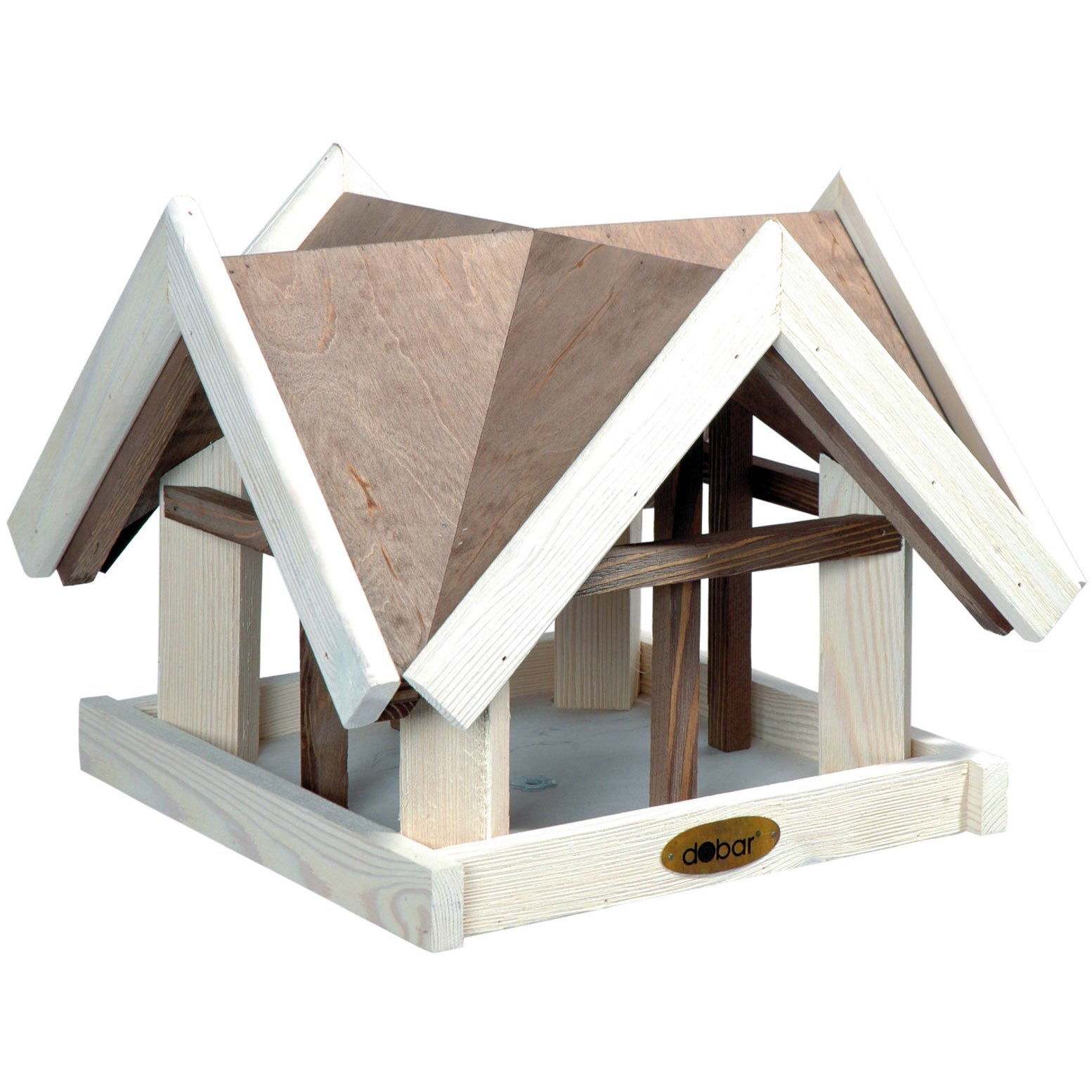 Art.47880e - Großes Vogelhaus "Antikfinish" aus Kiefer-Holz massiv mit 4 Giebeln - Luxus-Vogelhaus.de
