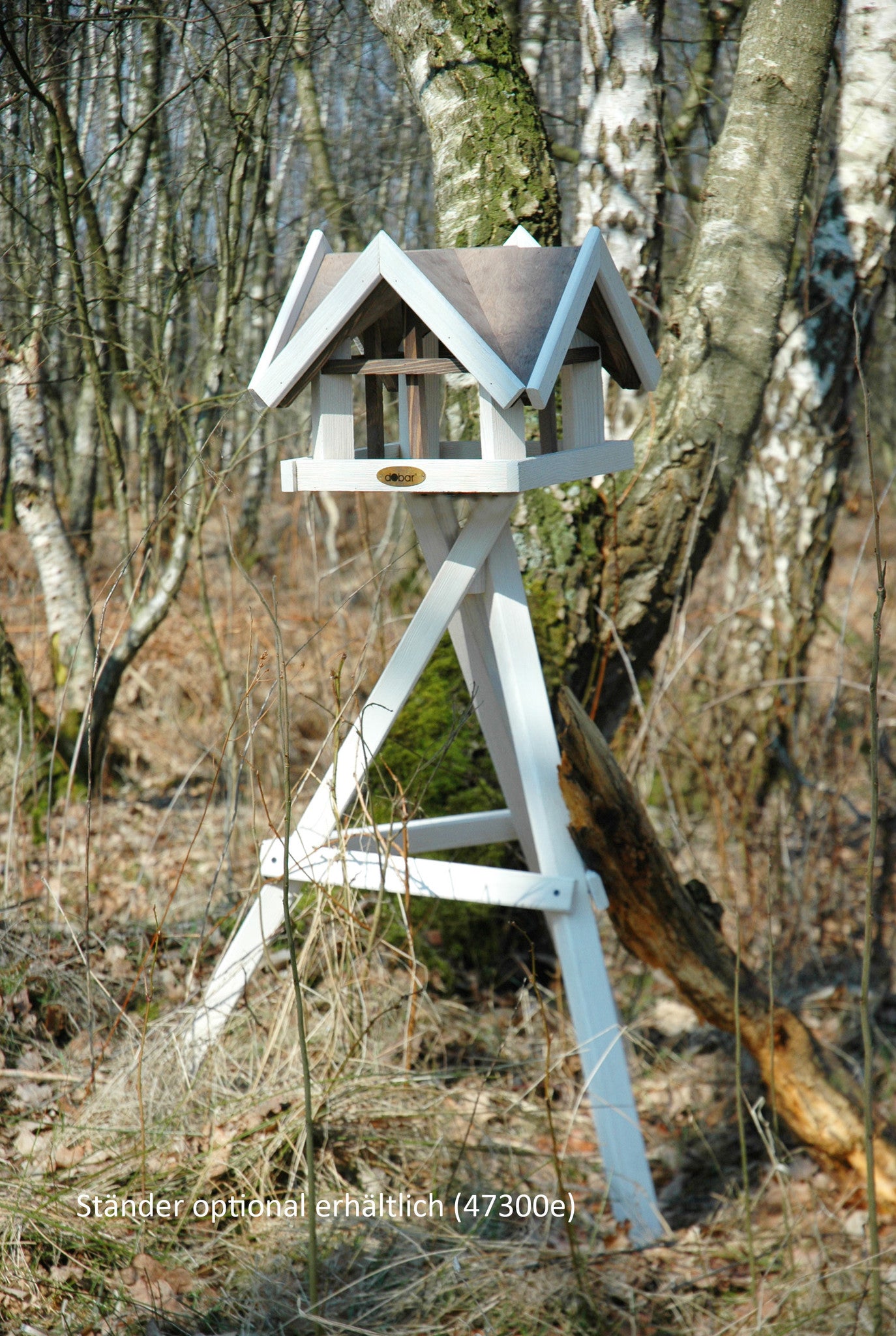 Art.47880e - Großes Vogelhaus "Antikfinish" aus Kiefer-Holz massiv mit 4 Giebeln