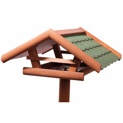 Wetterfest lasiertes Vogelhaus "Panorama" aus FSC®-zertifiziertem Holz, ideal für die Vogelfütterung im Garten.
