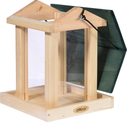 LUXUS-VOGELHAUS Futterspender mit Acrylglas zum Schutz des Vogelfutters vor Regen und Verschmutzung.
