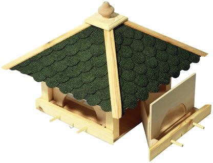 Art. 98700e - Vogelhaus mit 4 Futter-Schubladen | Grün - Luxus-Vogelhaus.de