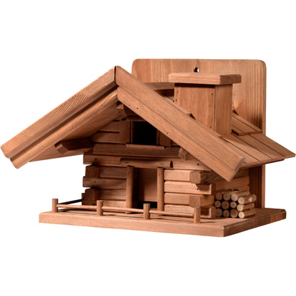LUXUS-VOGELHAUS „St. Moritz“ – Wetterfestes Vogelfutterhaus aus FSC®-zertifiziertem Kiefernholz mit Futtersilo.
