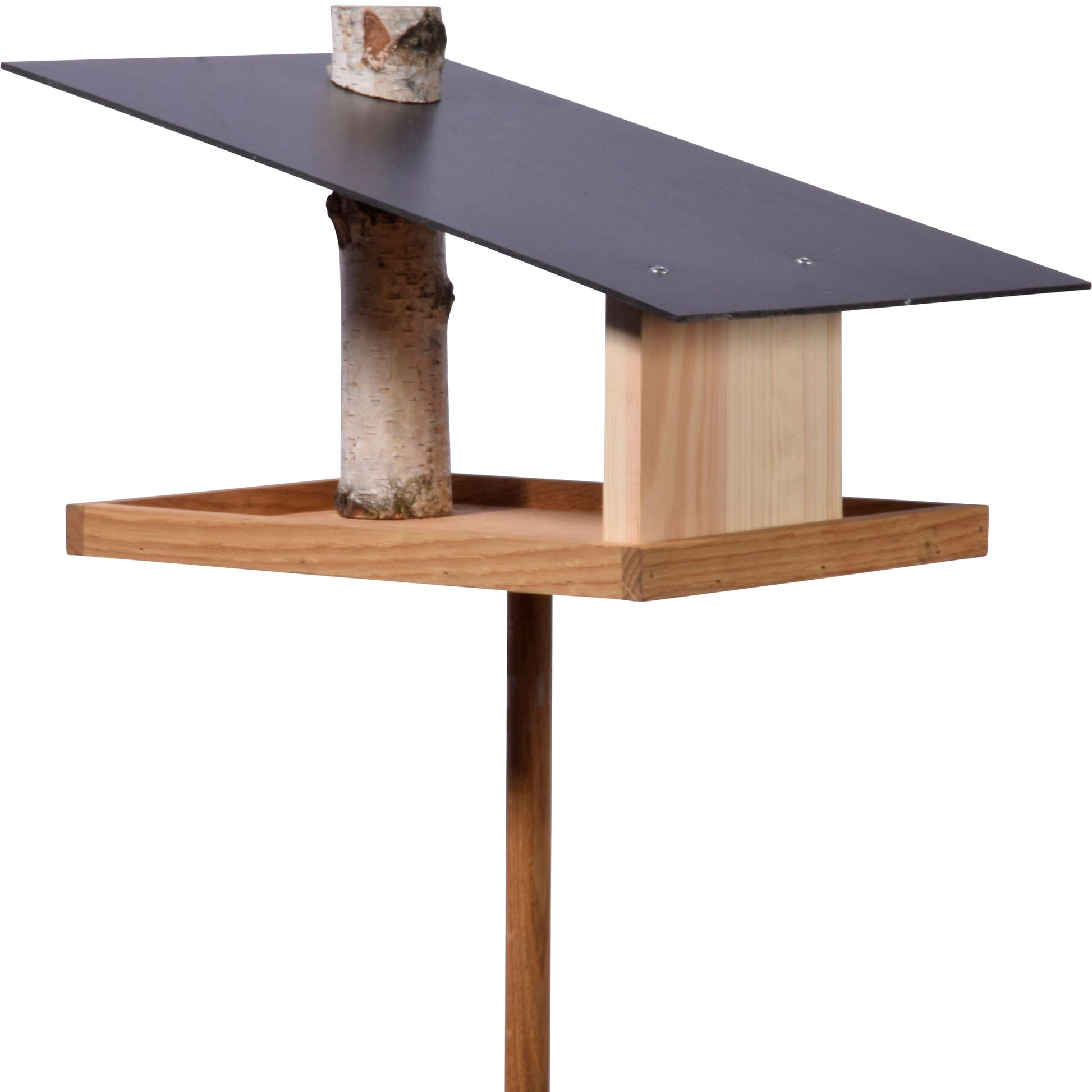 Stylisches, minimalistisches Vogelhaus "Futura" aus nachhaltigem Holz, perfekt für die Ganzjahresfütterung von Wildvögeln, gefertigt in Europa.