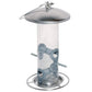 Wetterfeste Futtersäule aus Metall mit Acrylglassilo und Edelstahlseil
