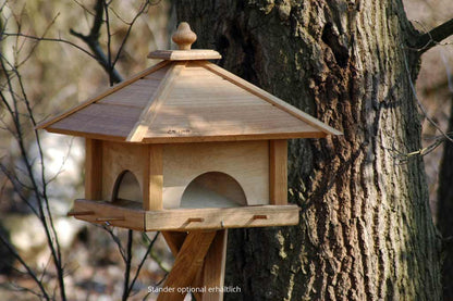 Vogelfutterhaus "4 Schubladen" aus massivem Eichenholz – Praktische Futterstation mit UV-Schutz - Luxus-Vogelhaus.de