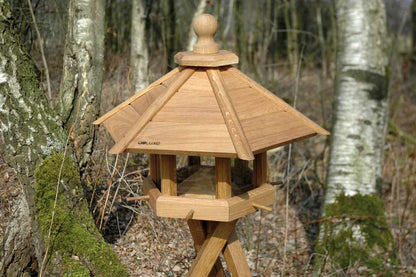 Vogelfutterhaus "Anflug" aus massivem Eichenholz – Robustes Vogelhaus mit UV-Schutz - Luxus-Vogelhaus.de